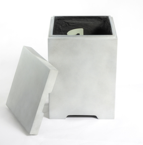 Outdoor Propane Tank Hideaway Table Light Gray Side Handles