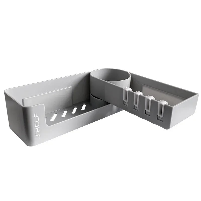 Wall-Mount Corner Storage Shelf for Bathroom Kitchen Storage (Black)