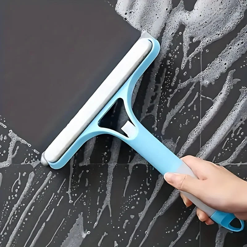Handheld Blue Glass Wiper No-Streak Window Squeegee for Bathroom Mirrors