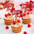 24Pcs Valentines Day Cupcake Toppers Glitter Red Decorations