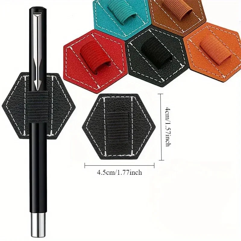 Portable Leather Pencil Holder Organizer Self-adhesive Pen Clips, 2 Pack (Random Color)