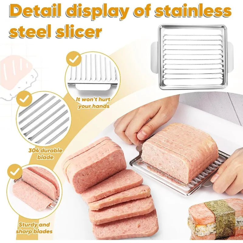 Luncheon Meat Slicer Durable 10-Slice Cutter 304 Stainless Steel