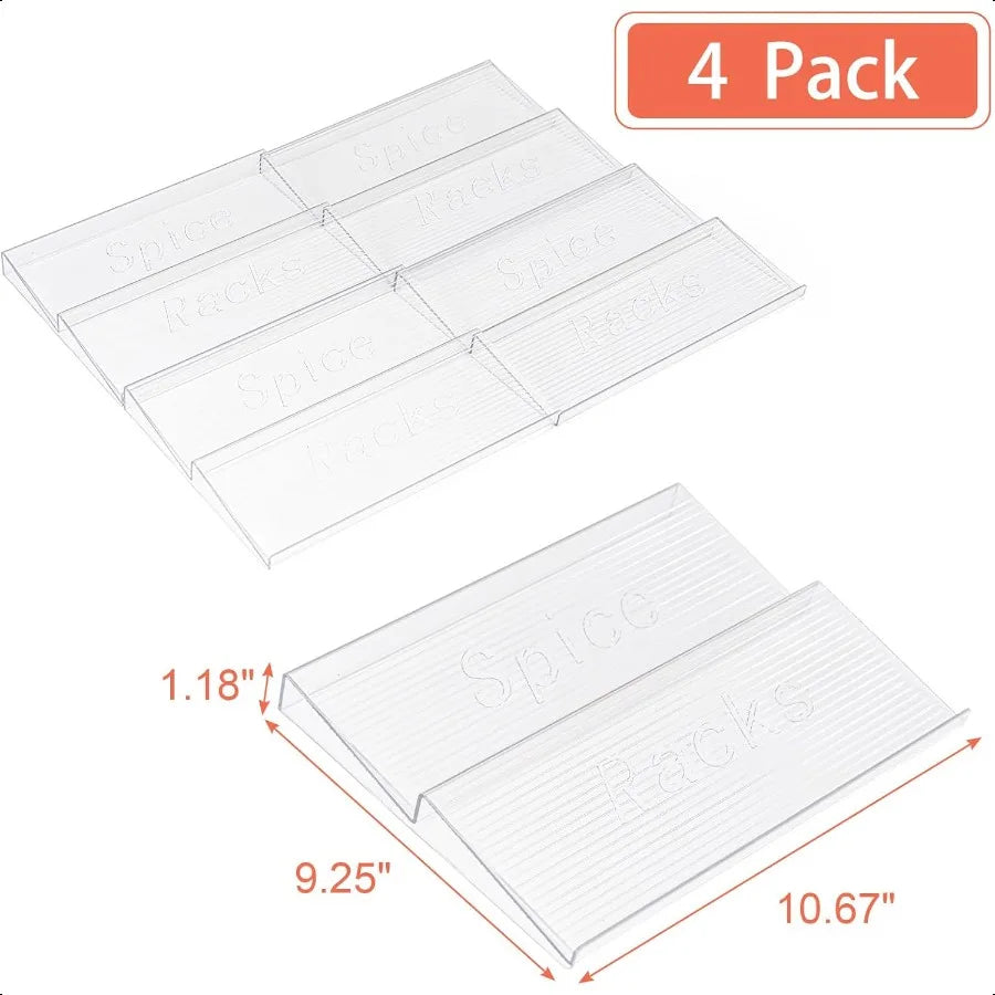 Expandable 4-Tier Acrylic Spice Drawer Organizer