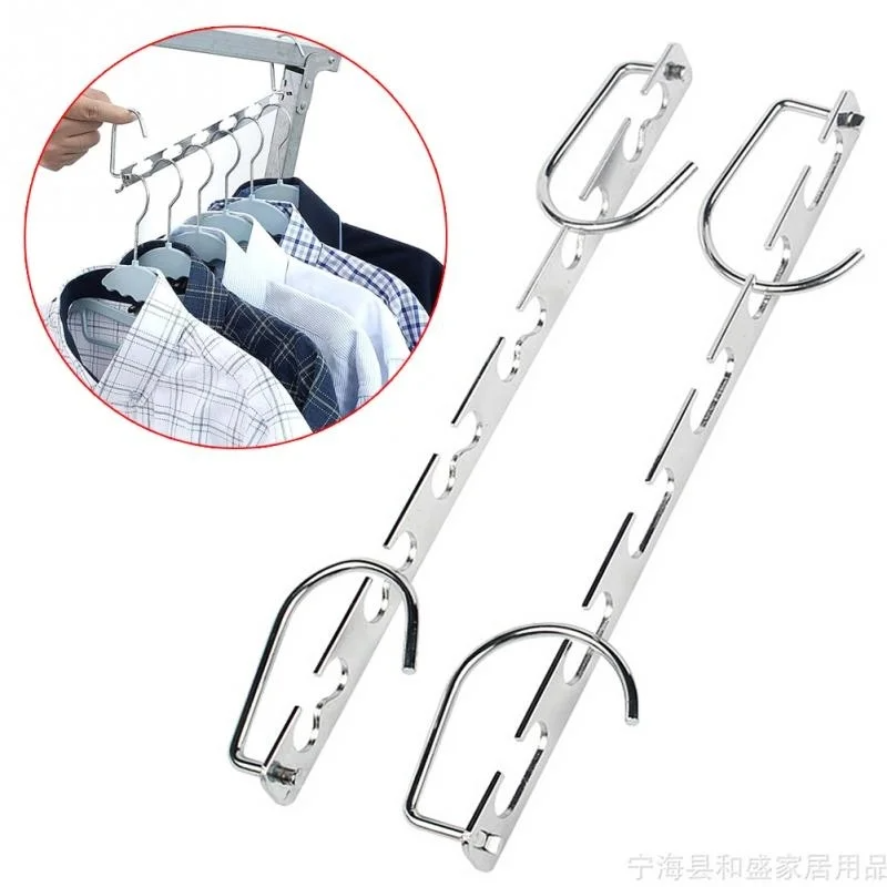 Metal Hangers 1 Piece 6 Holes Space Saving Magic Hook Organizer (Silver)