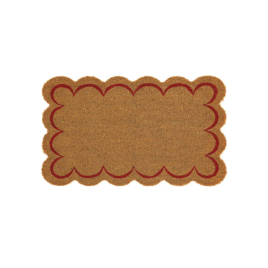 Coir Lace-Shape Doormat Indoor Outdoor Home Floor Mat, 18" x 30" (Red)