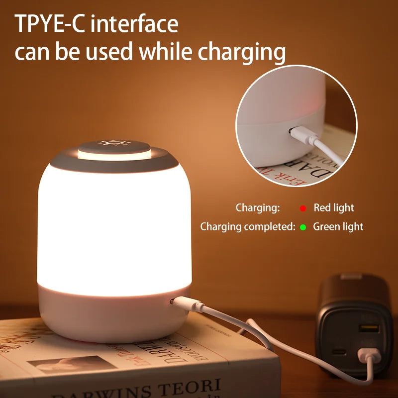 2400mAh Rechargeable LED Touch Lamp: Night Light & Table Lamp (White)