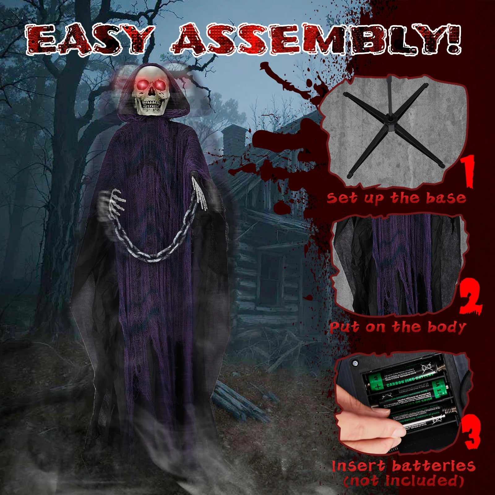 Animatronic Grim Reaper 6FT for Halloween Decoration