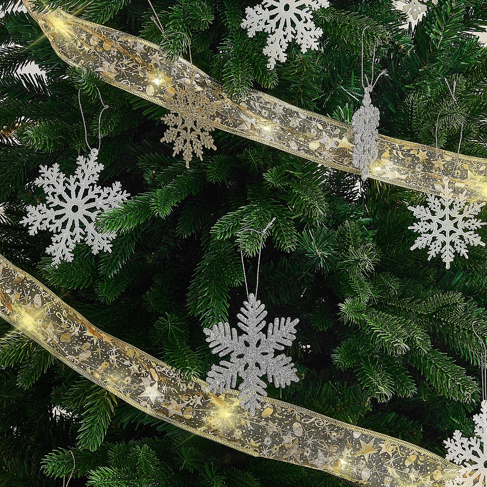 Christmas Tree Decoration Ribbon 100 LED String Lights 40ft