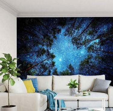 Forest Starry Tapestry Wall Hanging Aesthetic Wall Decor for Home