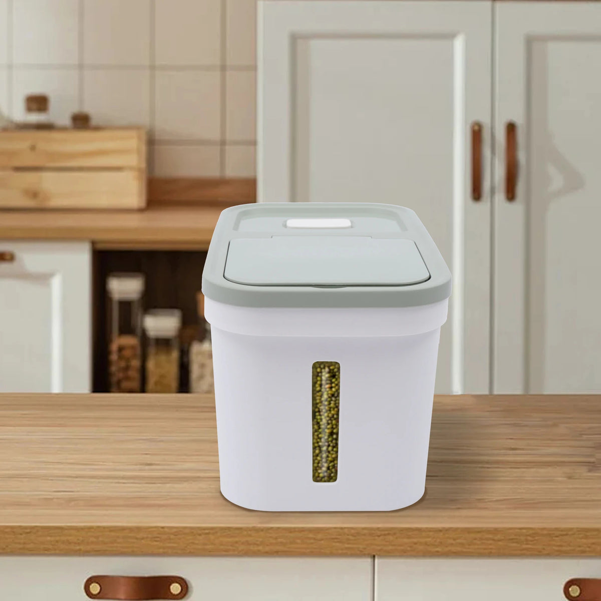 Airtight Rice Storage Container 22 Lbs Food-Grade PP Grain Dispenser with Measuring Cup for Rice Beans Flour &amp; Dry Food