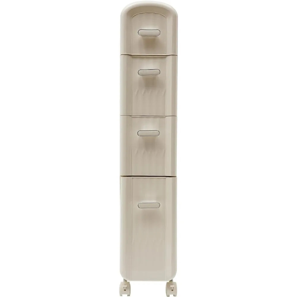 Bathroom Slim Storage Cabinet 4 Tiers Rolling Cart