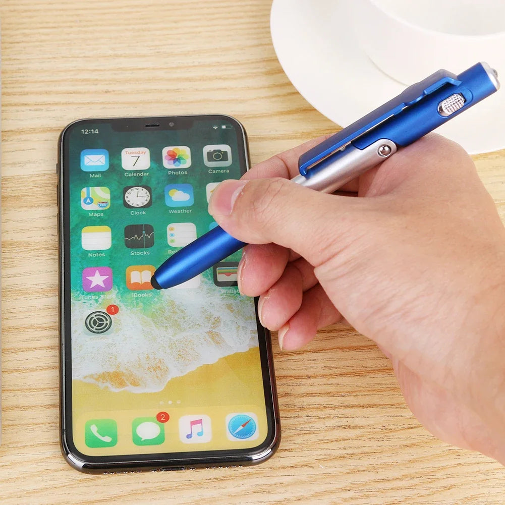 4-in-1 Multifunctional Pen with Phone Stand LED Light (Black)