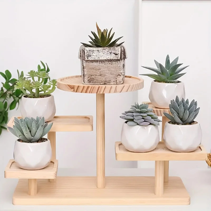 Wooden Trapezoid Rack 27" Multi-Tier Display Organizer