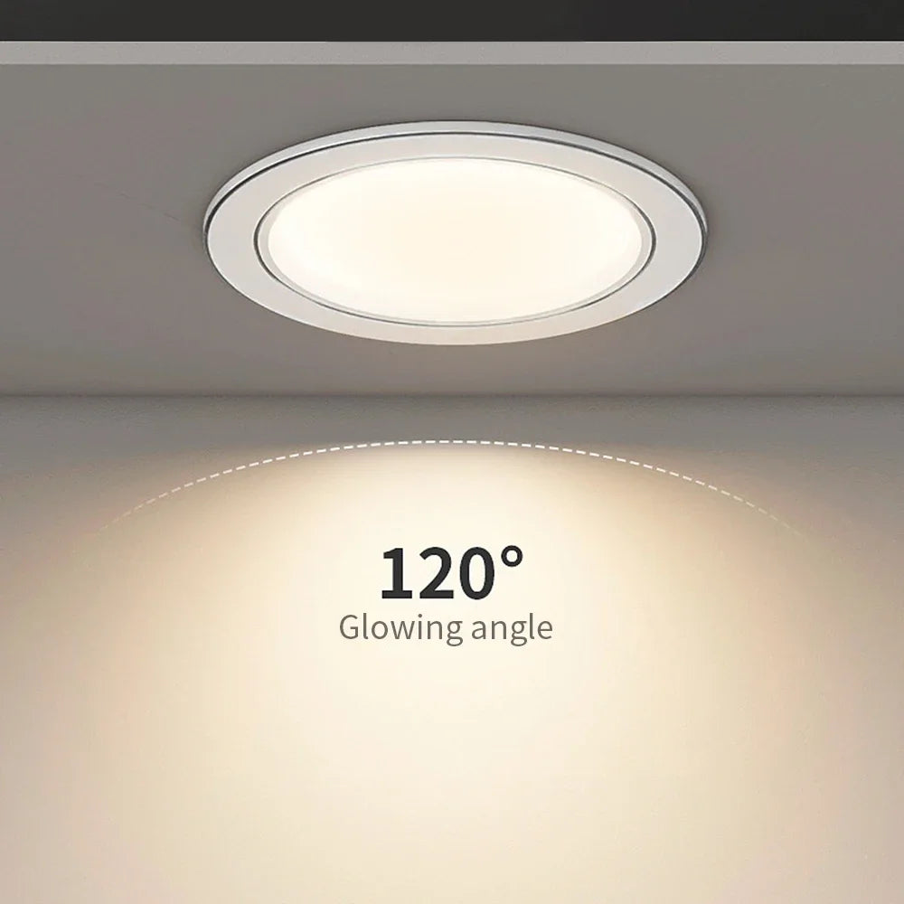 Recessed Ceiling Lamp Round LED Panel Down Lights 10Pcs (3 Color Dimmable)