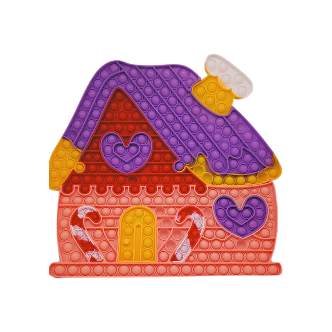 Puzzle Popper House with Snowman Fidget Toy Stress Relief &amp; Sensory Fun (Pink House)