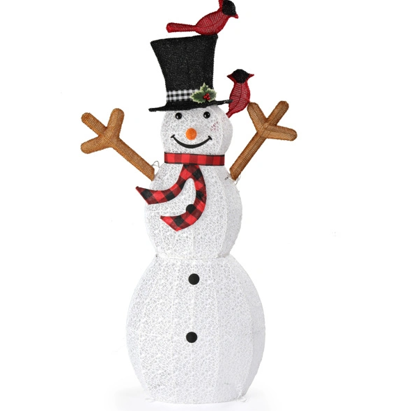 Lighted Snowman Christmas Yard Decorations Pre-lit Snowman And Birds
