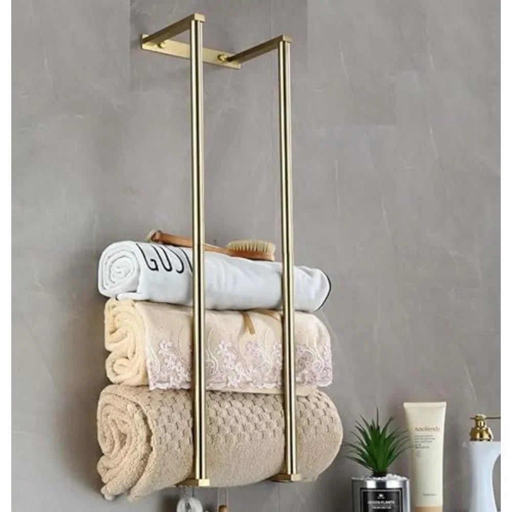 Modern Wall-Mounted Towel Rack for Rolled Towels Stainless Steel Spa-Style Organizer (Silver)
