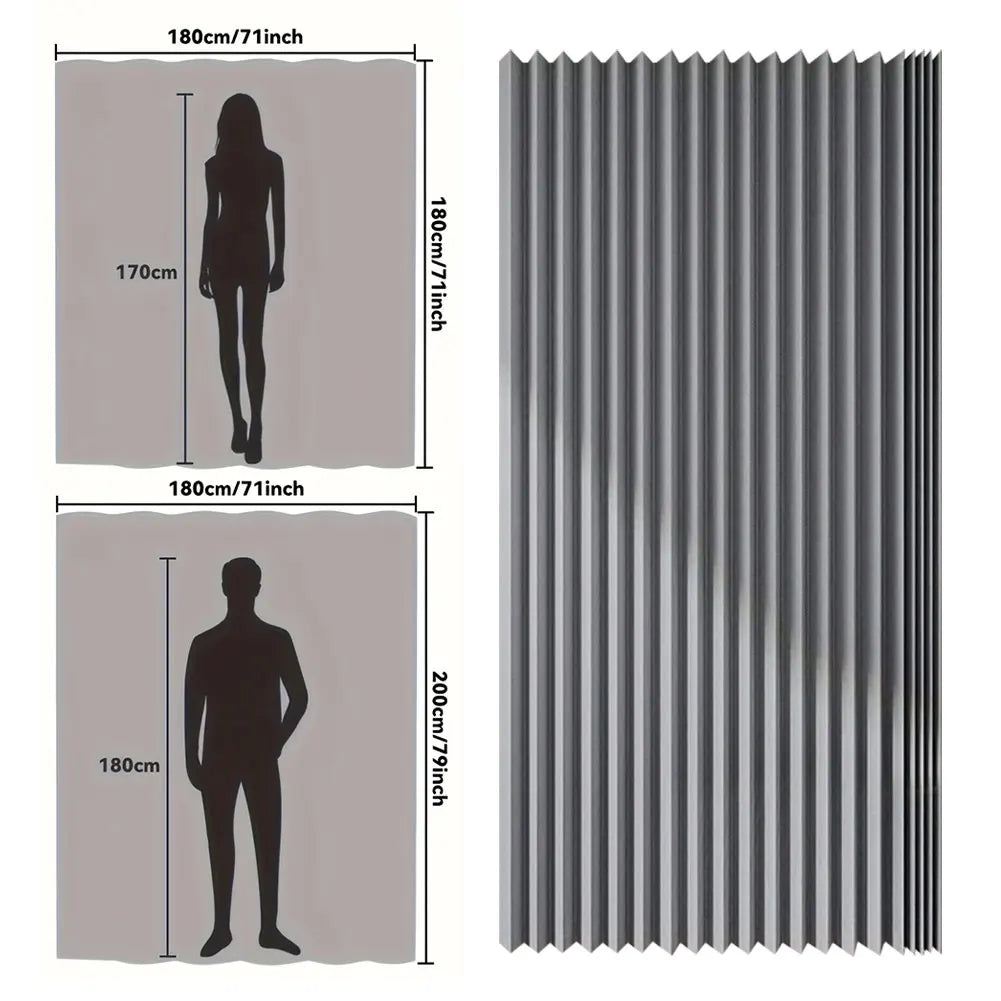 Foldable Magnetic Shower Curtain Waterproof Bath Curtain with 14 Hooks