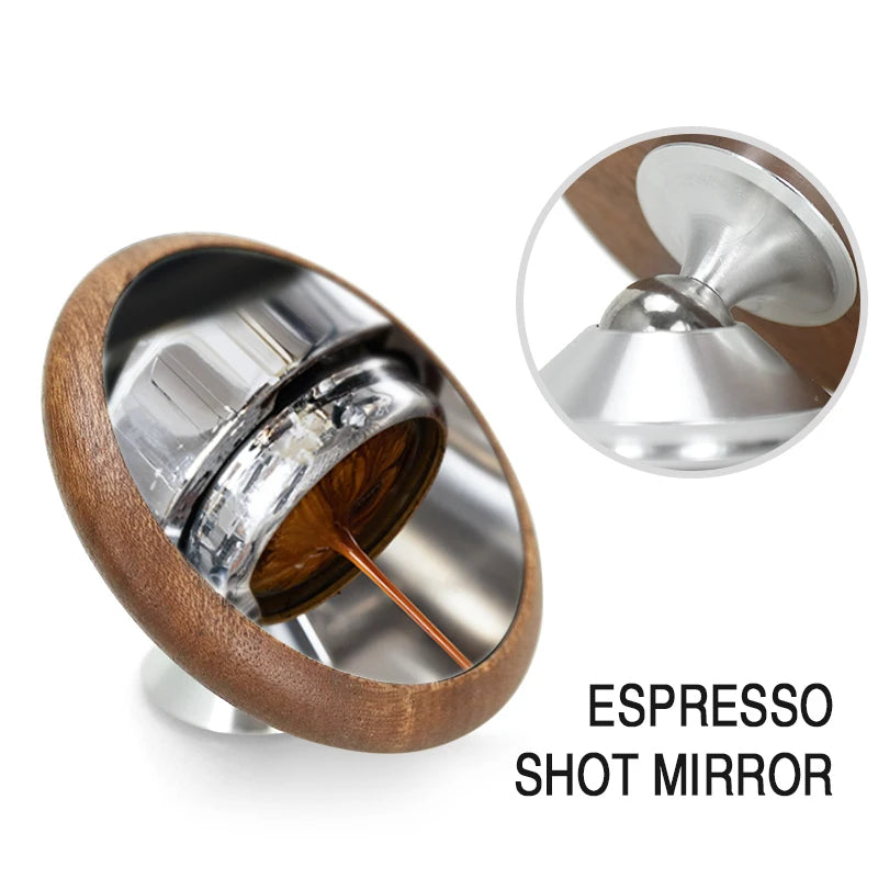 Espresso Extraction Shot Mirror for Coffee Machines (Walnut Silver Base)