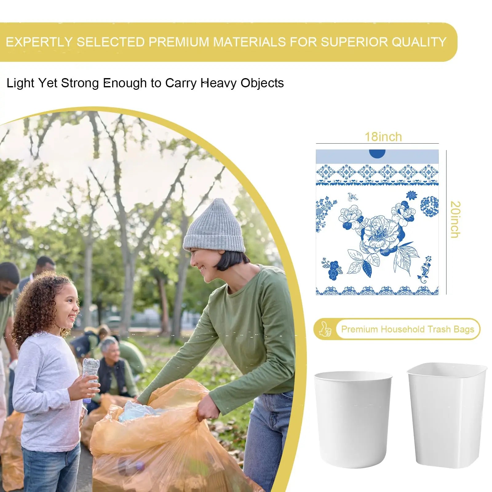 Non-Tear Drawstring Garbage Bag 4 Gallon Thickened Hand-held Disposable Plastic Bag