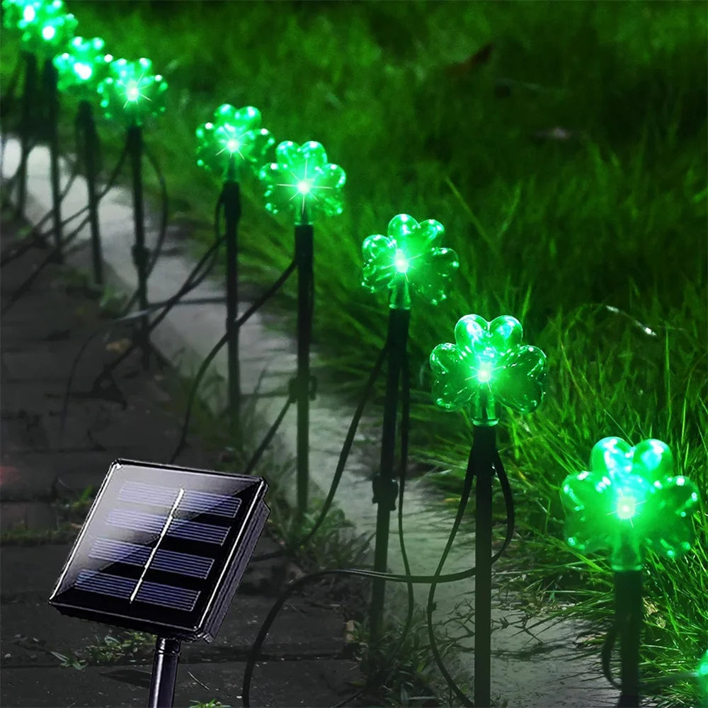 100 LED Solar Shamrock String Lights for St. Patrick's Day Decorations