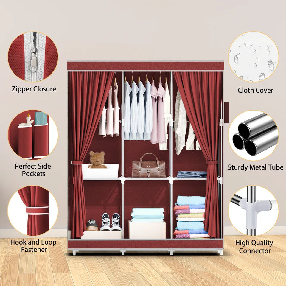 Portable Closet Wardrobe Organizer 51-Inch – 16mm Thick Pipe Clothing Storage Rack (Beige)