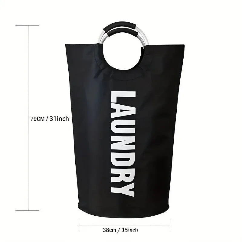 Collapsible Pop-Up Laundry Hamper with Aluminum Handles (Black)