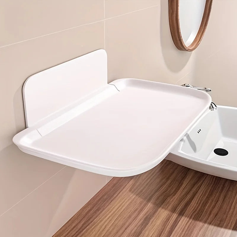 Wall-Mounted Plastic Storage Shelf, 27-Inch Hole-Free Organizer with Multi Compartments for Bathroom &amp; Office