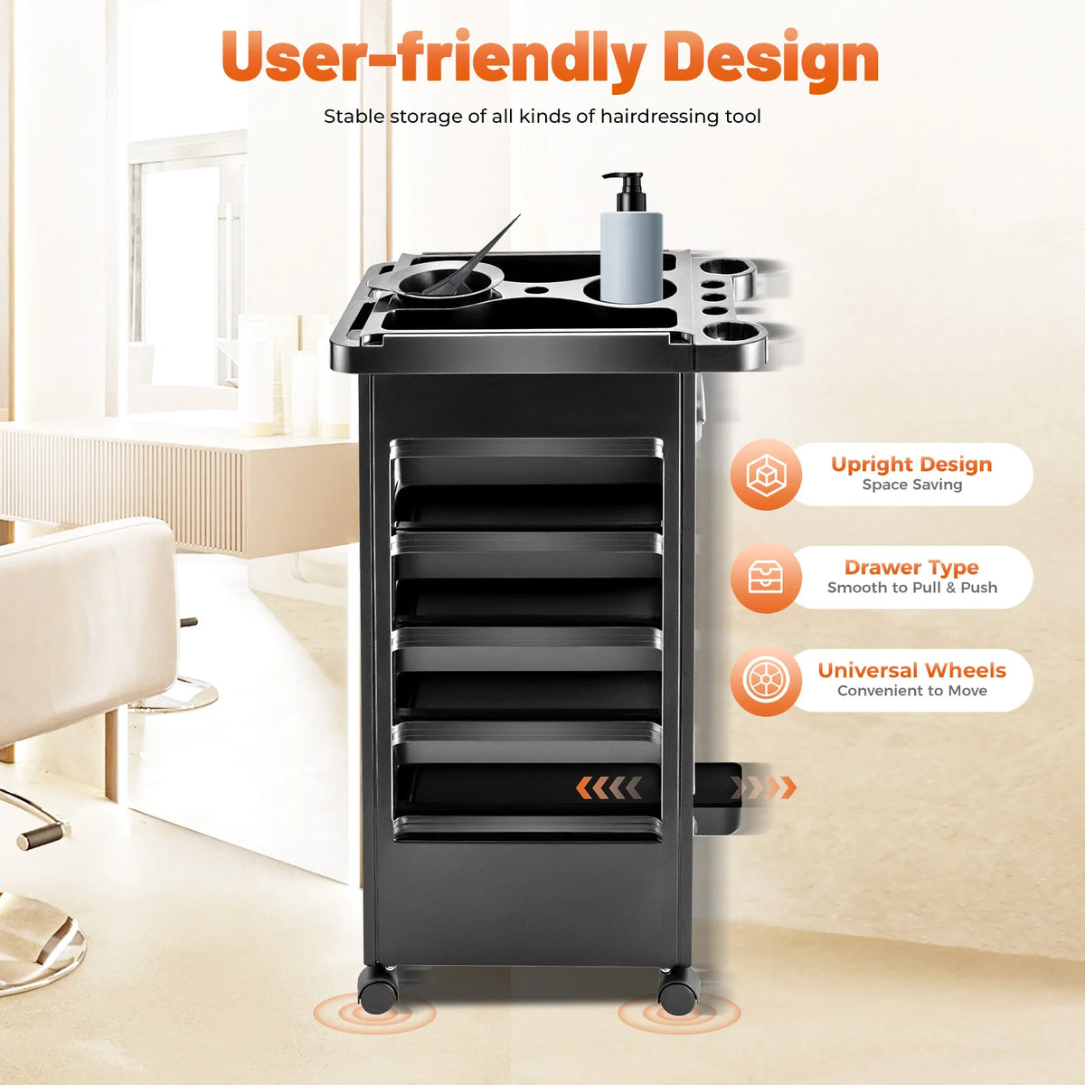 Salon Spa Rolling Cart Organizer with 5 Drawers