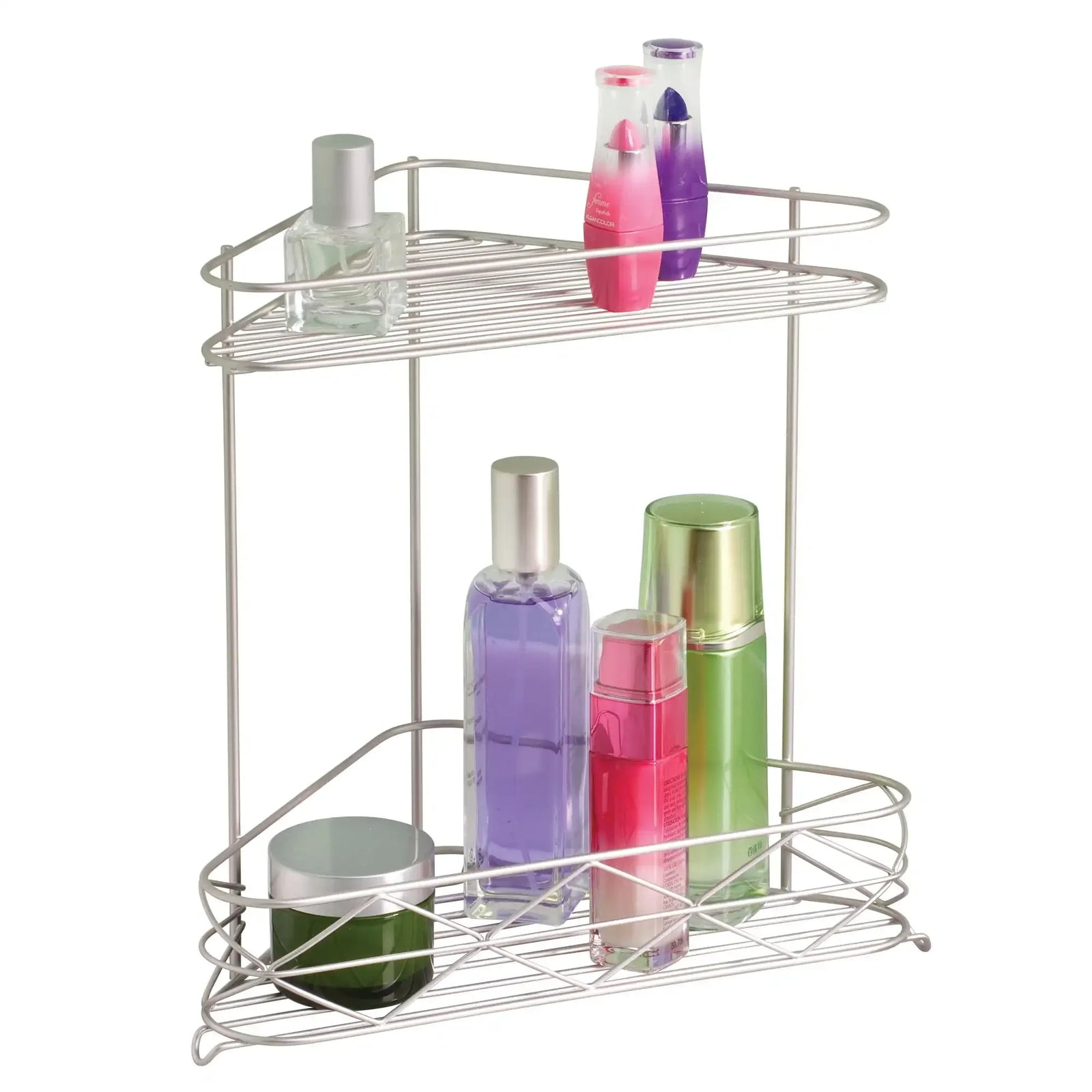 Durable Steel Corner Bath Shelf Satin Finish Shower Caddy Organizer, Set of 2