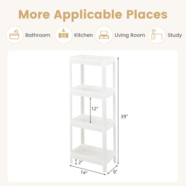 Detachable Slim Storage Cart 4 Tier with Drainage Holes