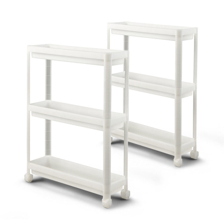 Detachable 3 Tier Slim Storage Cart with Wheels (2 Pack)