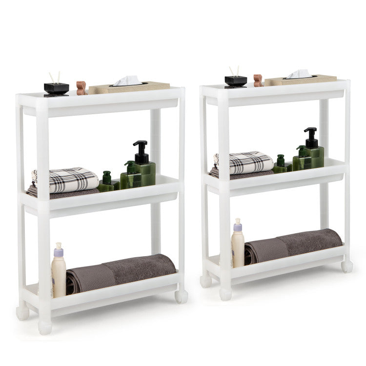 Detachable 3 Tier Slim Storage Cart with Wheels (2 Pack)