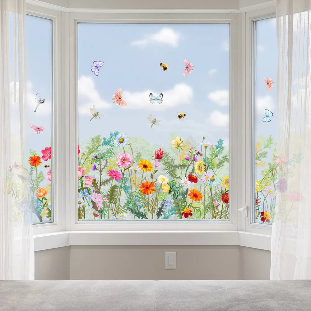 1PC Butterfly Flower Wall Stickers for Bedroom Decor