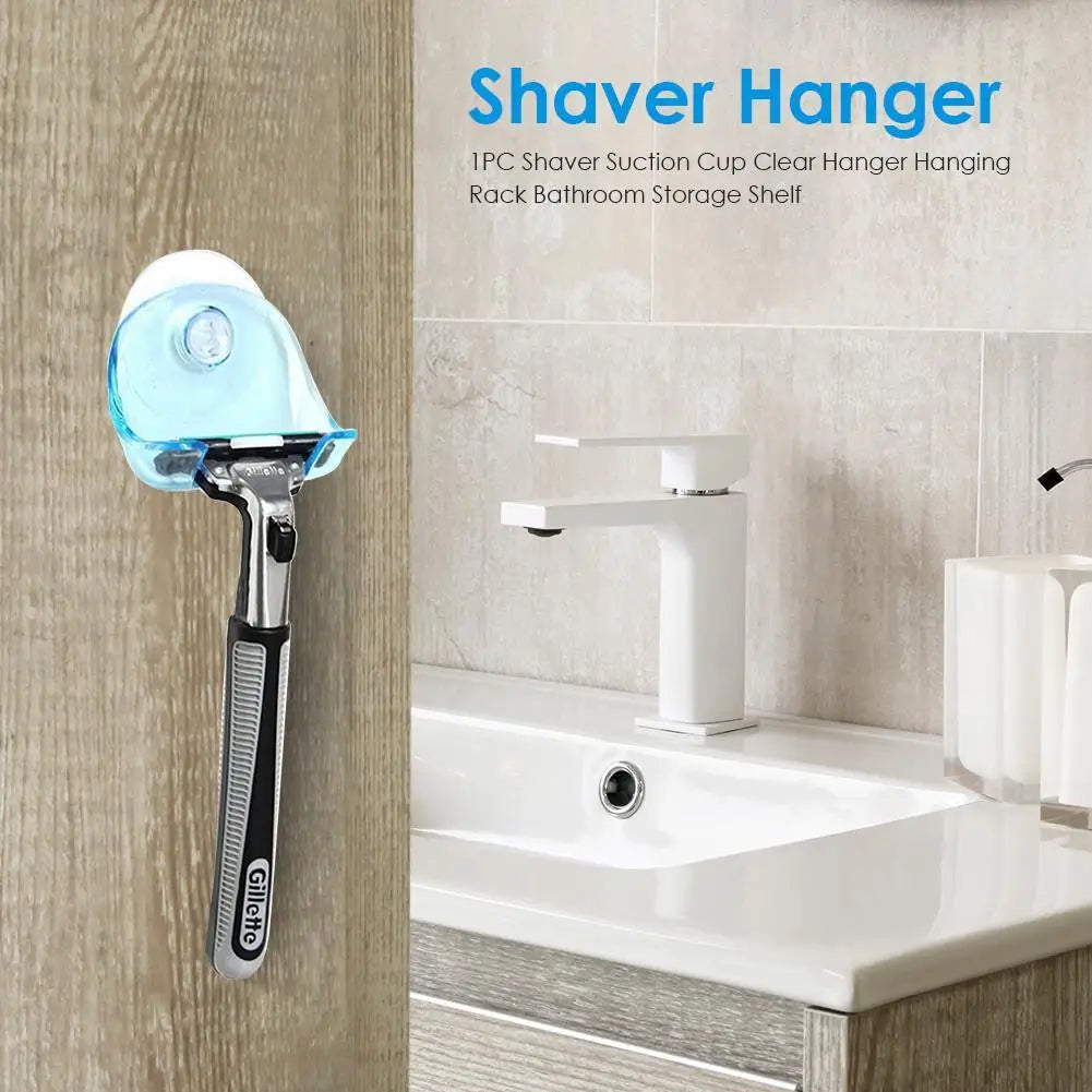 Suction Cup Shaver Hanger 2-Pack Wall Mounted Razor Storage Shelf (Gray)