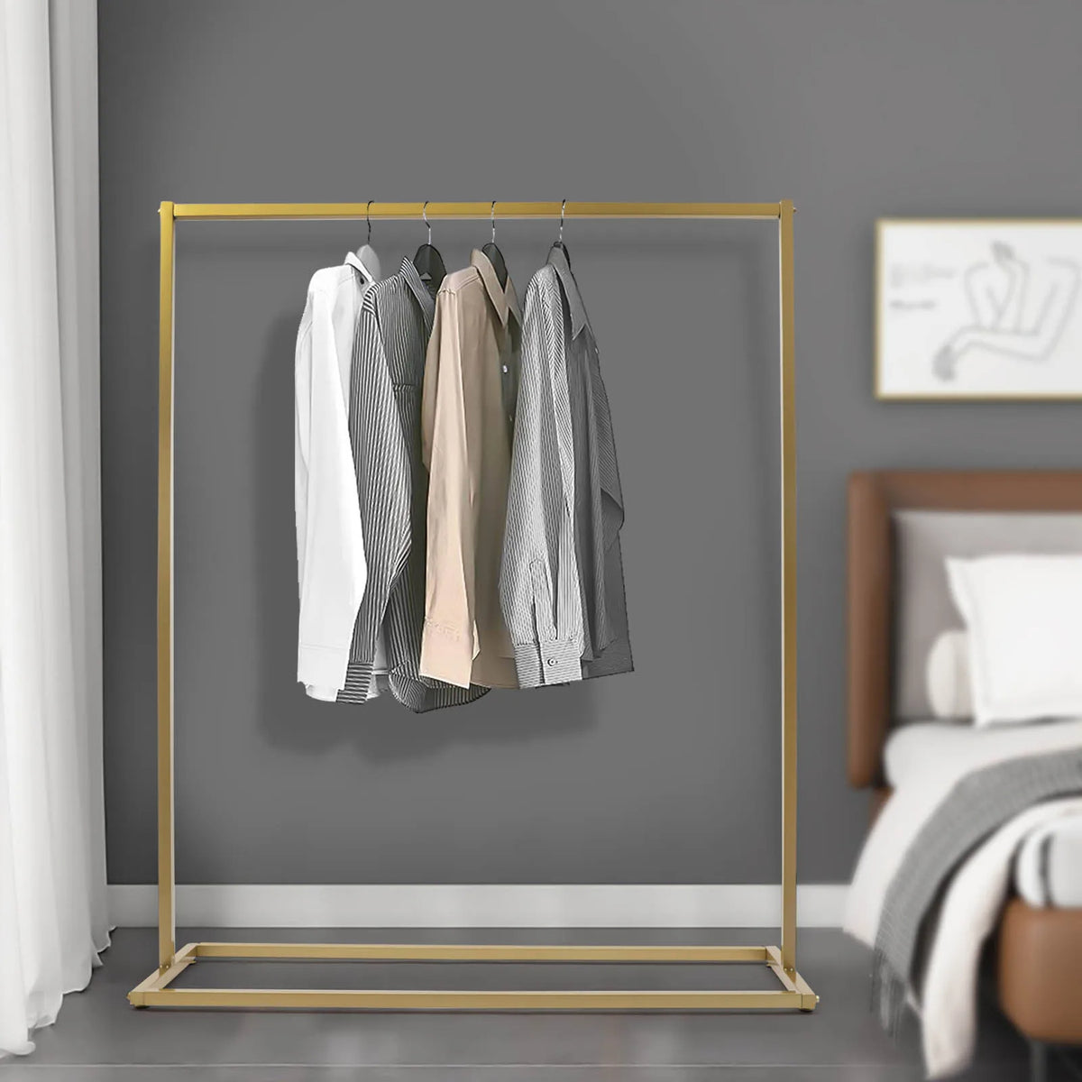 Modern Clothing Display Stand Garment Hanging Rack (Gold)