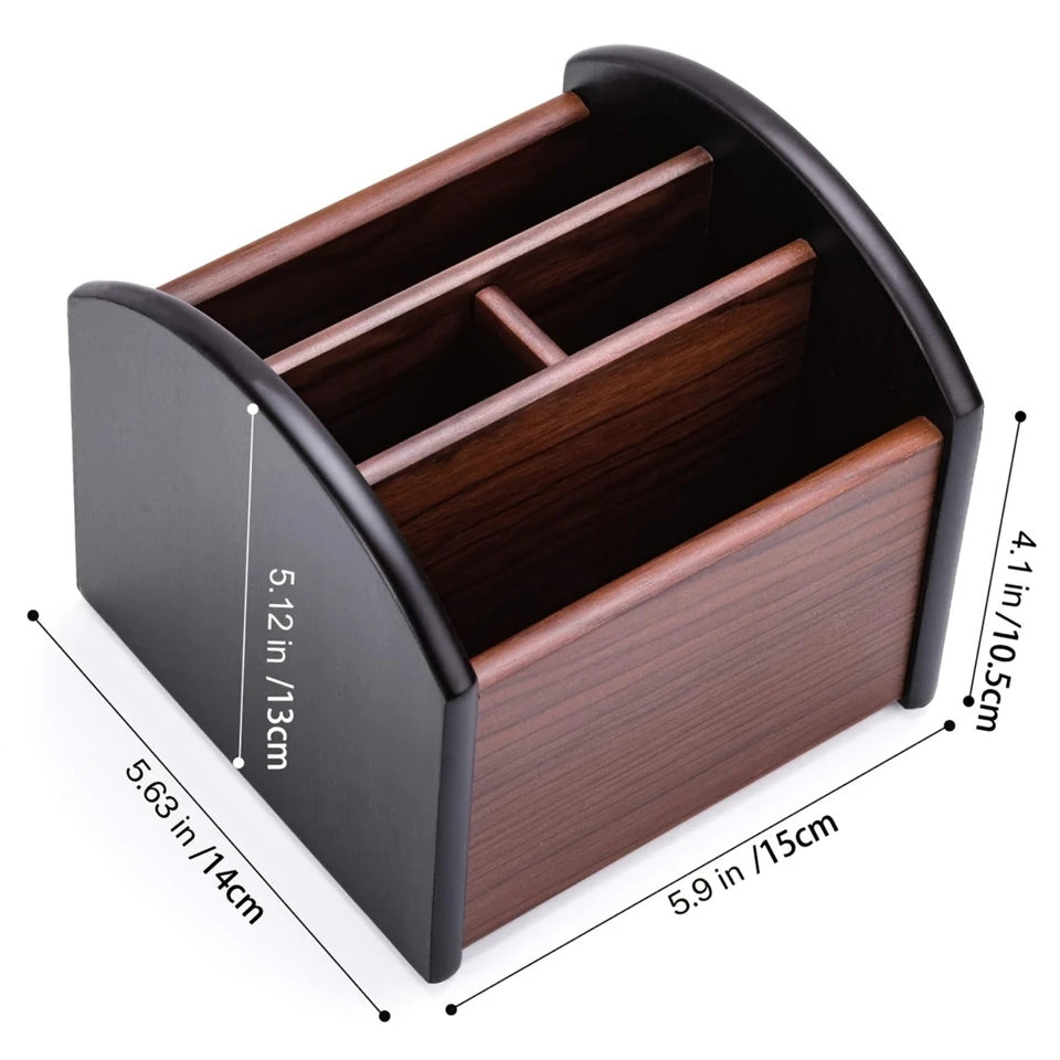 Wooden Desk Organizer with 4 Compartments