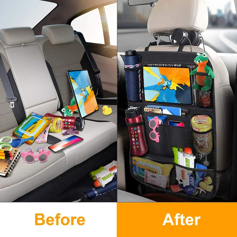 Car Back Seat Organizer with Tablet Holder 1 Piece, Automatic Storage Pocket Protector