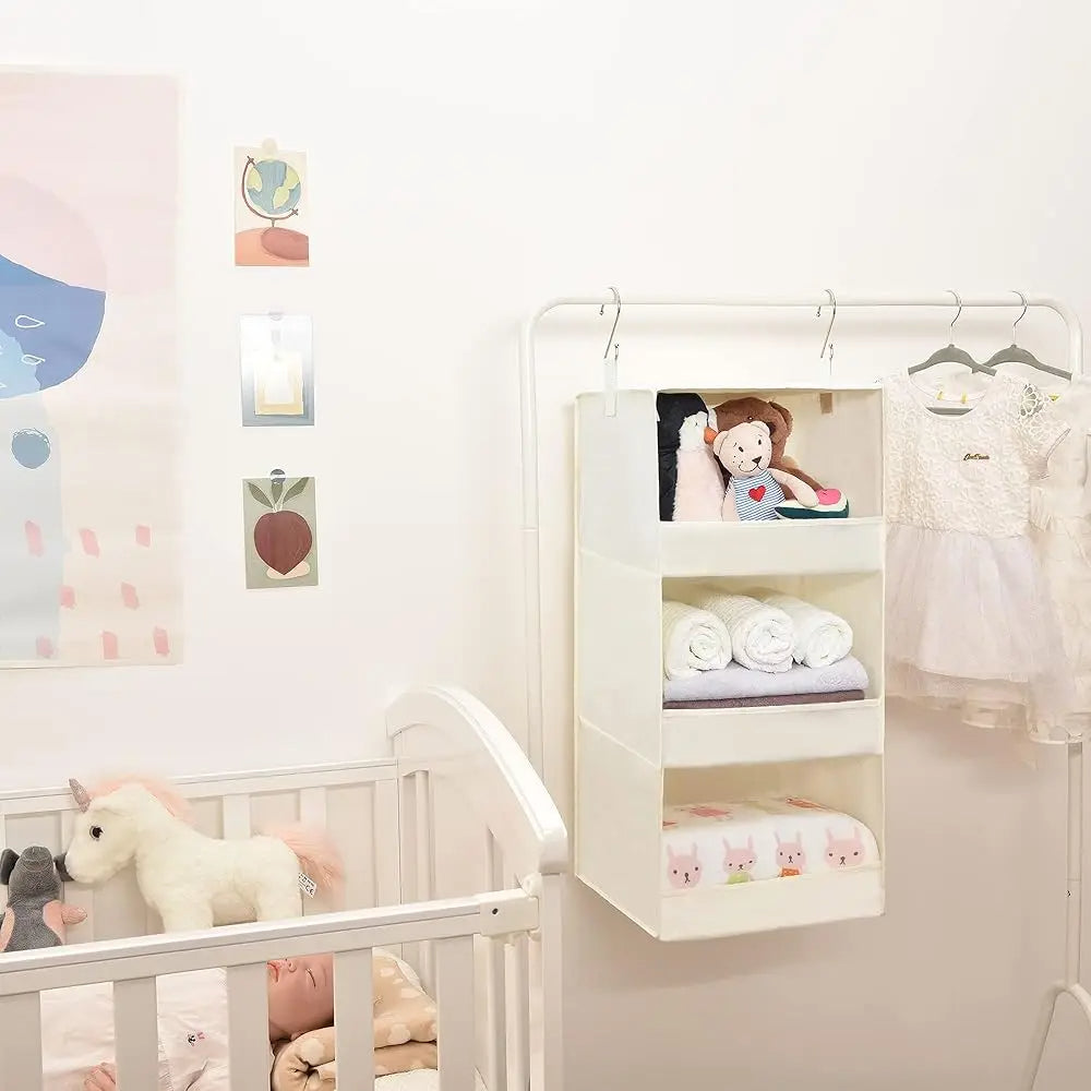 Foldable 3-Shelf Hanging Organizer Wardrobe Space Saving Storage