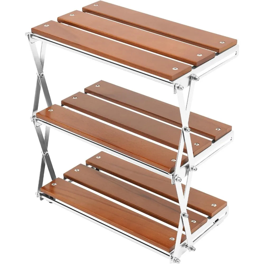 3-Tier Natural Wood Desktop Organizer Shelf