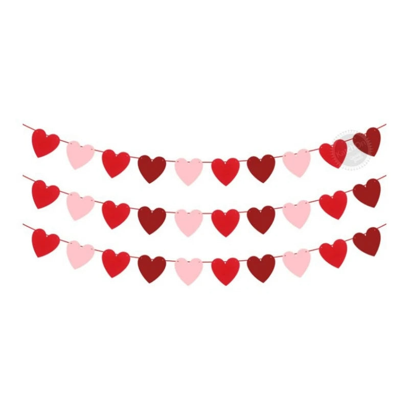 Valentines Day Red Heart Banner Garland