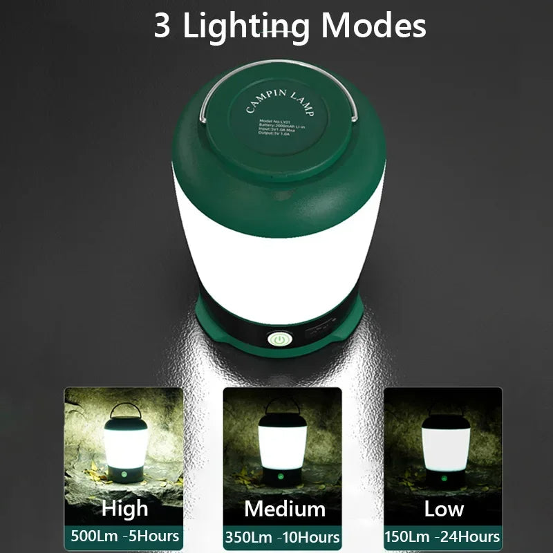 Portable Camping Lantern 3 Modes Tent Light (Green)