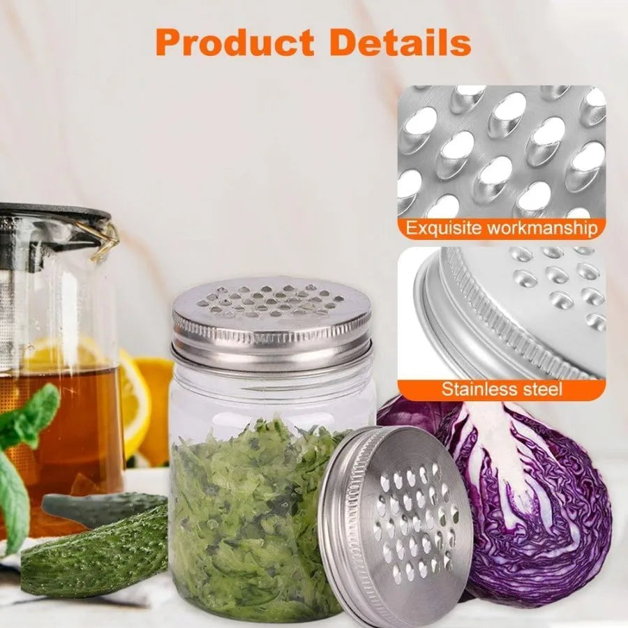 Stainless Steel Reusable Shaker Lid 2 Pcs Mason Jar Grater Lid: Multi-Purpose Cheese Grater