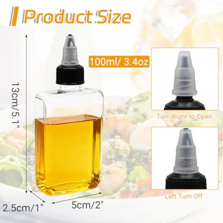 100ML Leak-Proof Oil Dispenser Bottle with Twist-Top Cap – Squeeze Condiment Container for Cooking, BBQ, Camping & Soy Sauce
