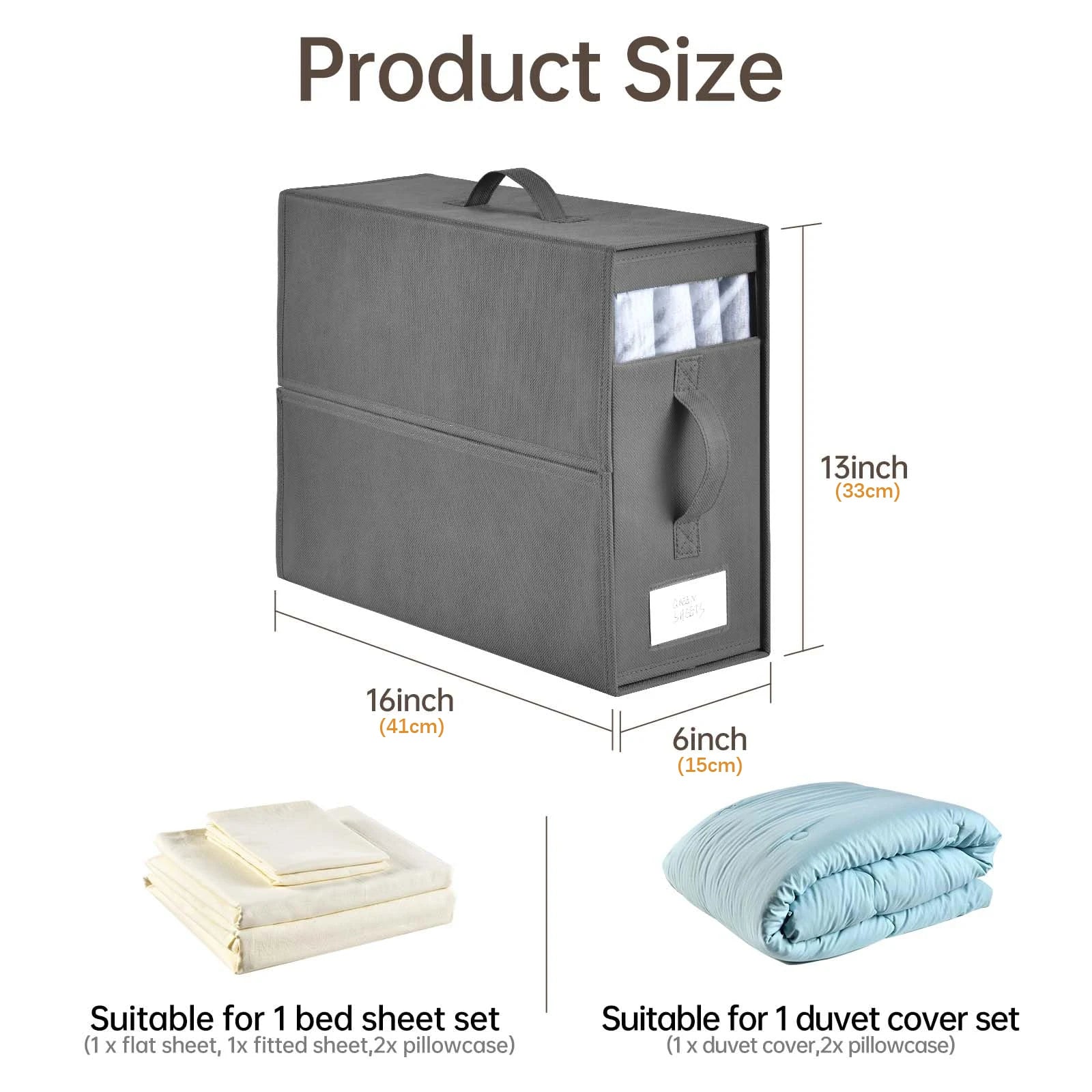 Bedsheet Storage Box Foldable Linen Closet Organizer with Label