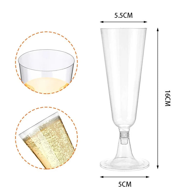 Plastic Champagne Flutes 25PCS Clear Toasting Glasses 150mL for Weddings Party