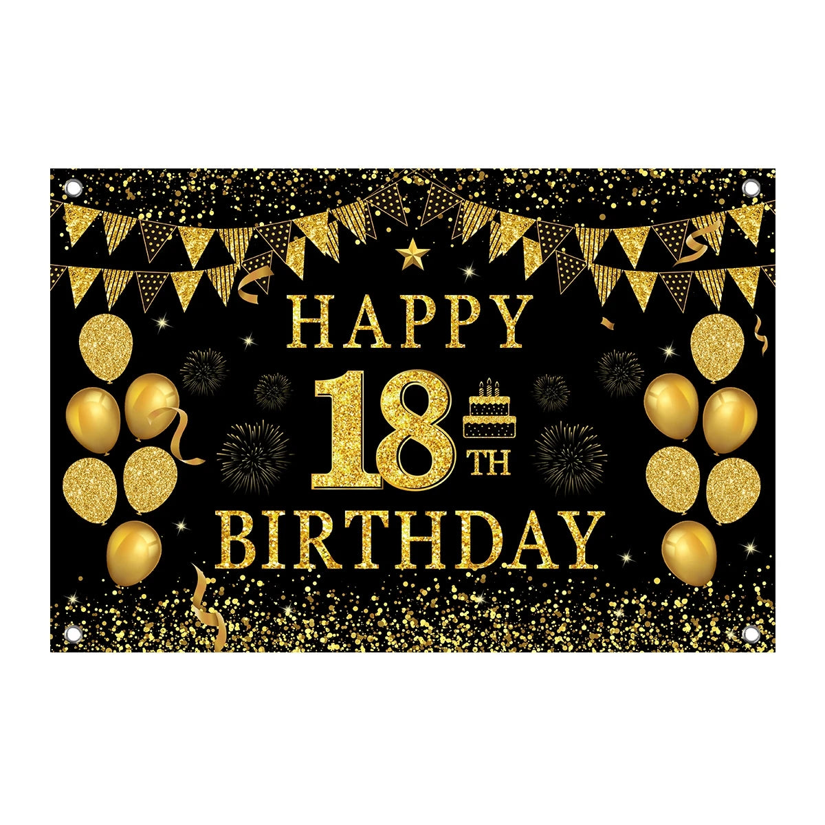 Black Gold Birthday Background 18th Year Birthday Party Decor