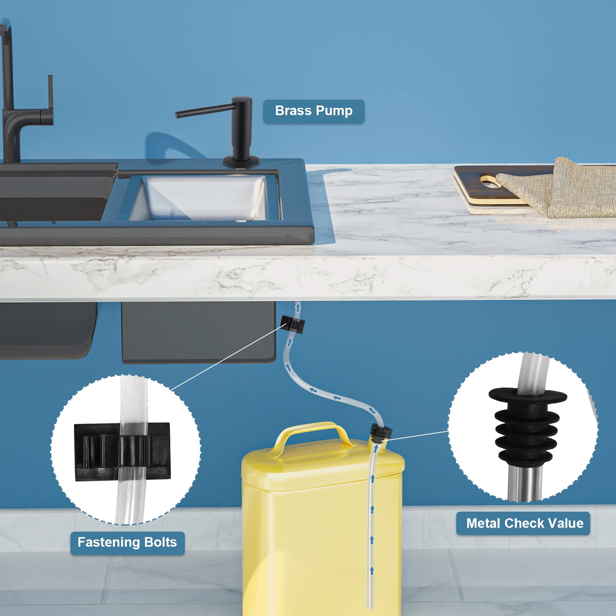 Brass Pump Head Extension Tube Kit for Kitchen Bathroom