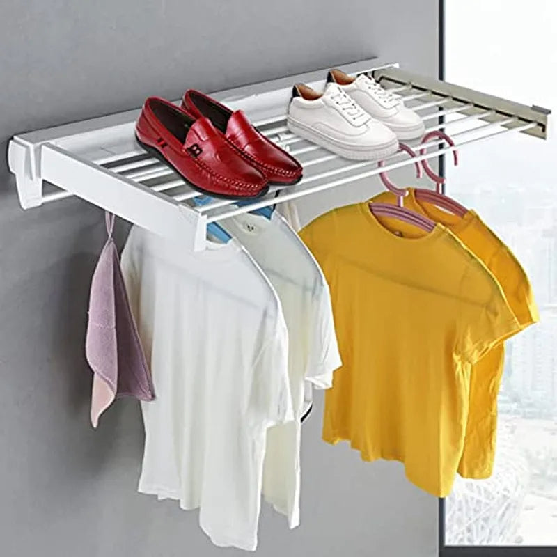 Modern Folding Laundry Drying Rack 7-Rods Wall Mounted