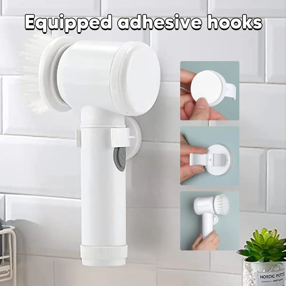 Electric Spin Scrubber with 3 Heads Cleaning Brush Rotating Scrubber